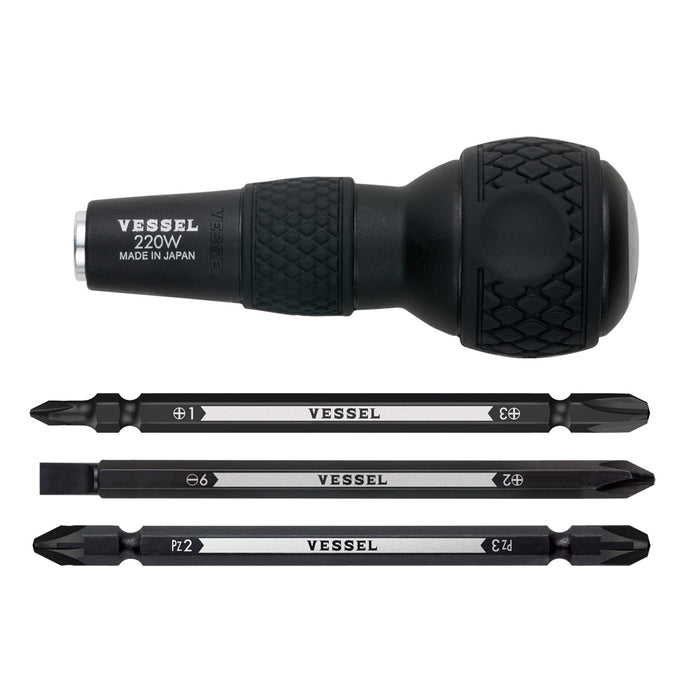 Vessel Ball Grip Interchangeable Screwdriver Set No.220W-3 (3 Bits Set)