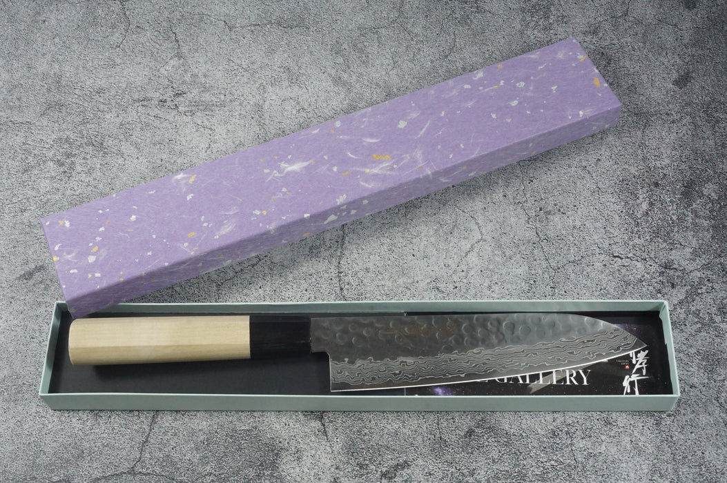 Sakai Takayuki Hammered Damascus Stainless Steel Alloy 45 Layers Santoku Knife 180mm 07252