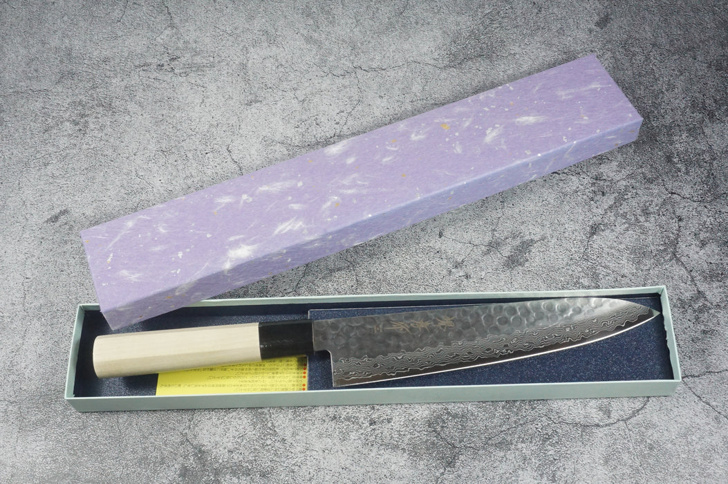 Sakai Takayuki Hammered Damascus Stainless Steel Alloy 45 Layers Gyuto Knife 210 mm 07255