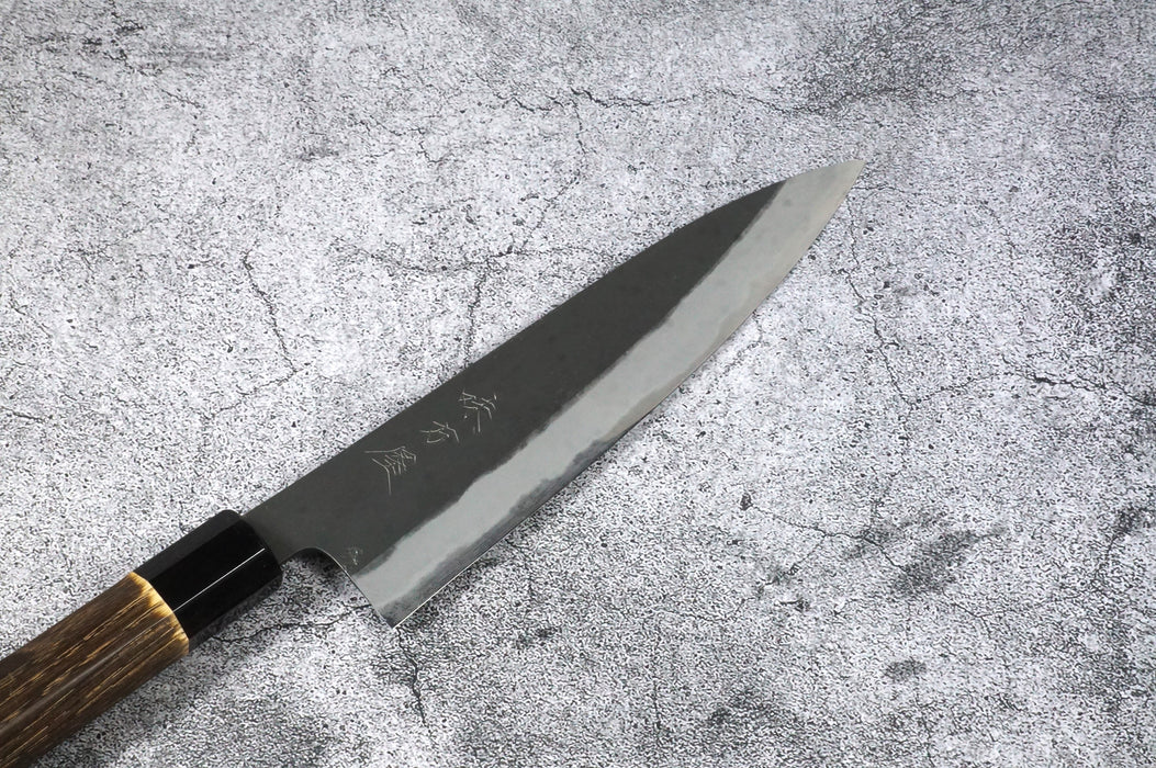 Hinoura Ajikataya Kurouchi White Steel #2 Gyuto Knife 210 mm Chestnut Octagonal Handle