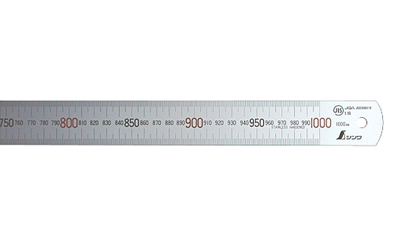 SHINWA 13498 Stainless Steel Rule Hard Chrome Finish 1 mm Dividing 1 m