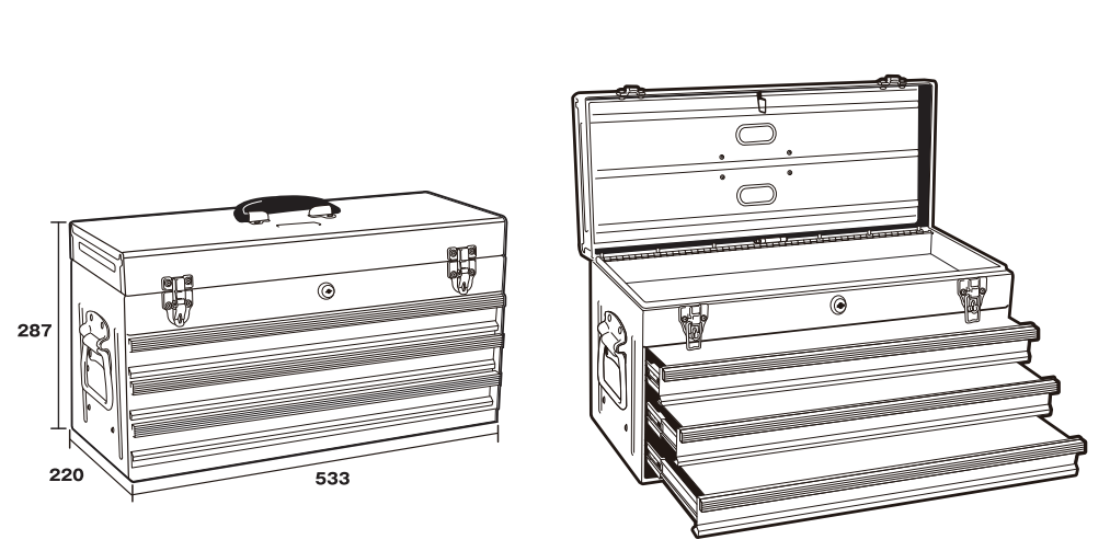 TRUSCO 3-Drawer Tool chest Matte black T-533BK