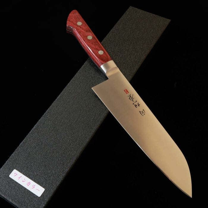 SEKI SOUMA Molybdenum Steel Red plywood handle Santoku Knife 175 mm