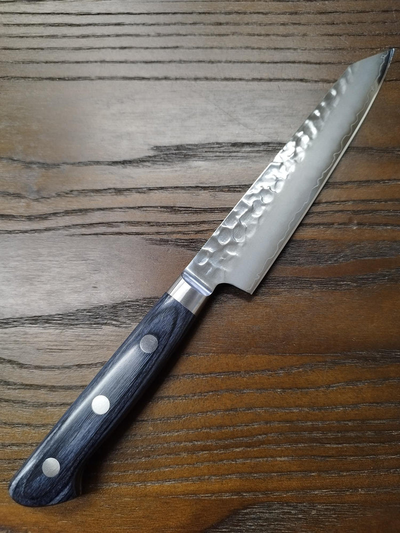 AUS10 Hammered Kiritsuke Petty 145 mm Navy Blue Plywood Handle