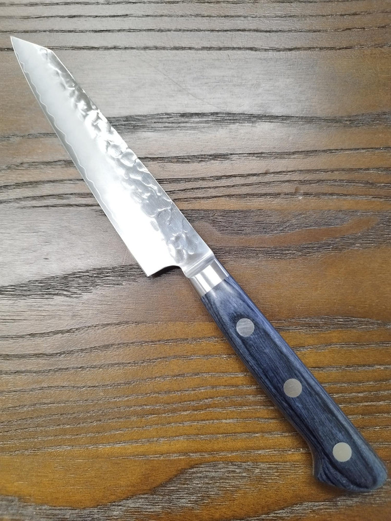 AUS10 Hammered Kiritsuke Petty 145 mm Navy Blue Plywood Handle