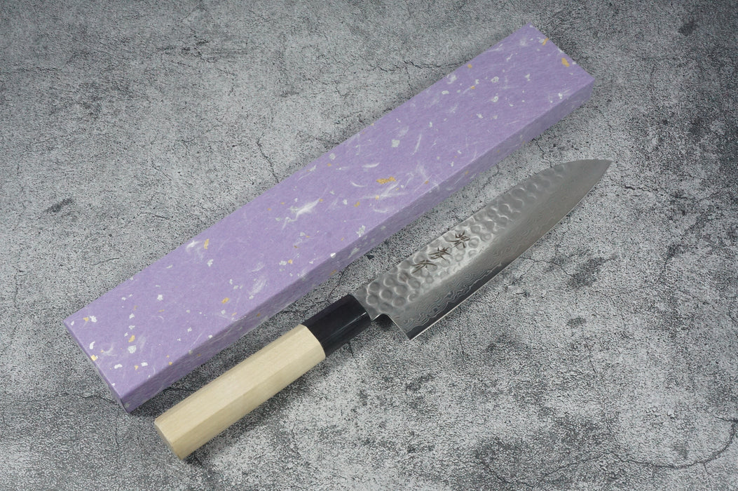 Sakai Takayuki Hammered Damascus Stainless Steel Alloy 45 Layers Santoku Knife 180mm 07252