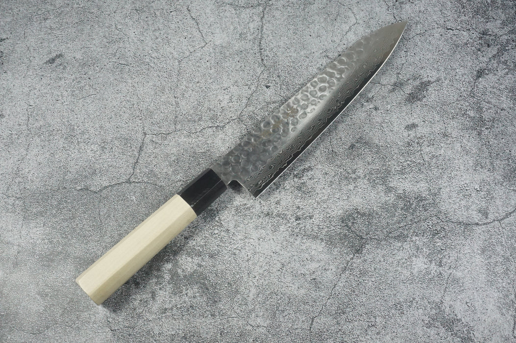 Sakai Takayuki Hammered Damascus Stainless Steel Alloy 45 Layers Gyuto Knife 210mm 07255