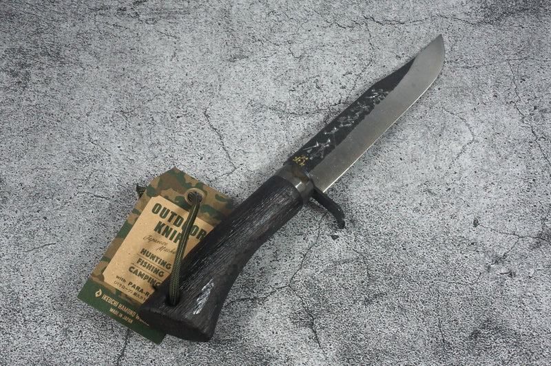 Shuzon Shozo Blue Forged Ken-nata Double-edged Hunting Knife 135 mm w/ Black Leather Sheath