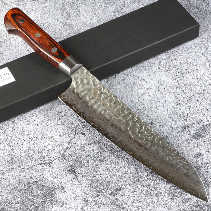 Sakai Takayuki Hammered Damascus Stainless Steel Alloy 33 Layers Double Bevel Gyuto Knife 210mm 07395