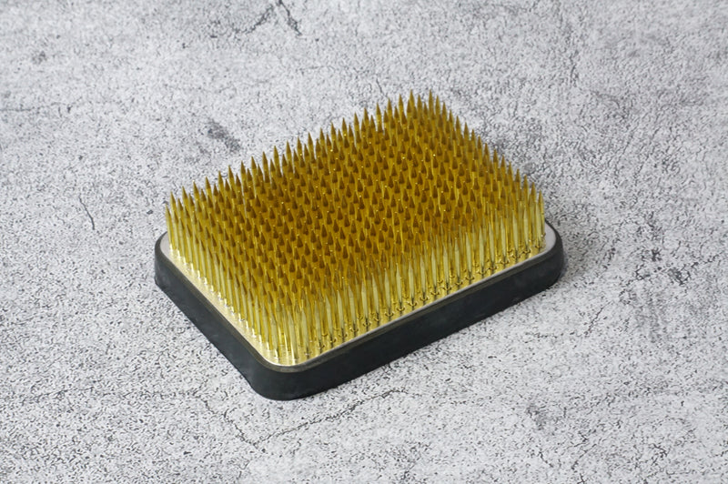 ISHIZAKI MIYABI Brass Square-Shaped Ikebana Kenzan for a Fowering Plant