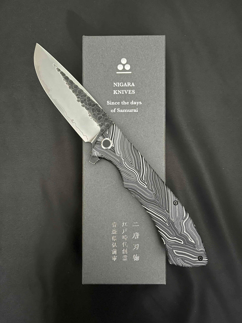 Nigara Folding Knife SG2 Black Hammered Blade G10 Handle Blade Length 100 mm