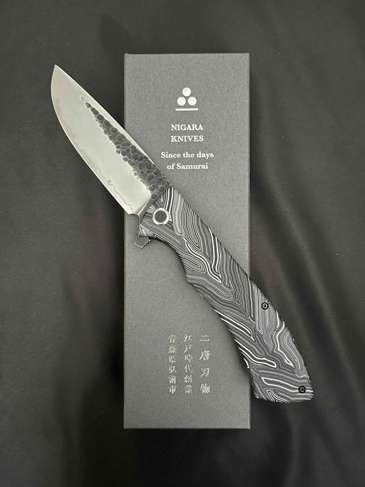 Nigara Folding Knife SG2 Black Hammered Blade G10 Handle Blade Length 100 mm