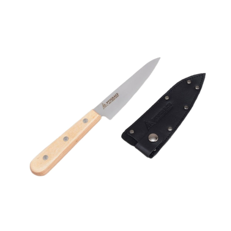 GIZABA Serrated Petty Knife Stainless Steel Blade 120 mm with Leather Case