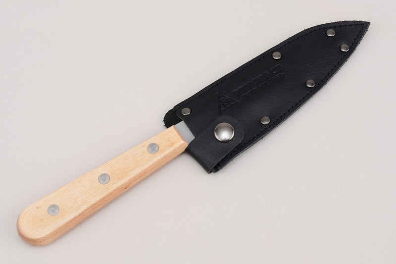 GIZABA Serrated Petty Knife Stainless Steel Blade 120 mm with Leather Case