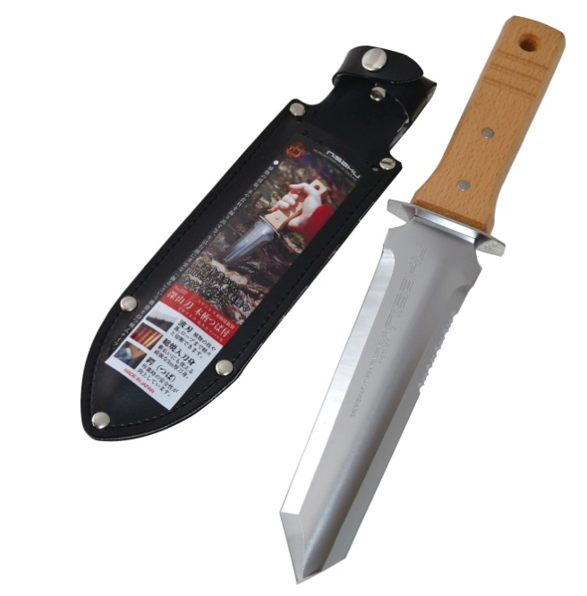 NISAKU Miyamato Deep Mountain Sword Knife with Wooden Handle and Guard No. 832