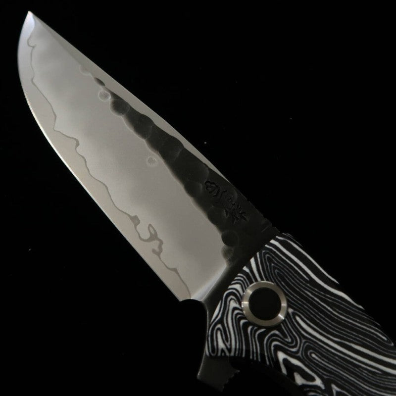 Nigara Folding Knife SG2 Black Hammered Blade G10 Handle Blade Length 100 mm