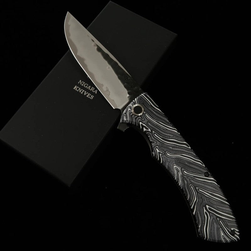 Nigara Folding Knife SG2 Black Hammered Blade G10 Handle Blade Length 100 mm