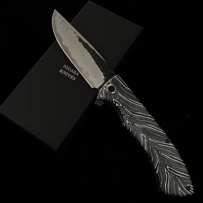 Nigara Folding Knife SG2 Black Hammered Blade G10 Handle Blade Length 100 mm