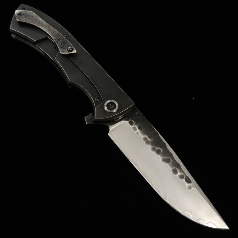 Nigara Folding Knife SG2 Black Hammered Blade Carbon Handle Blade Length 100 mm