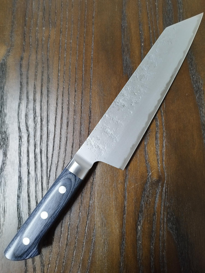 Blue＃2 Steel Nashiji Kiritsuke Santoku 195 mm Navy Blue Plywood Handle