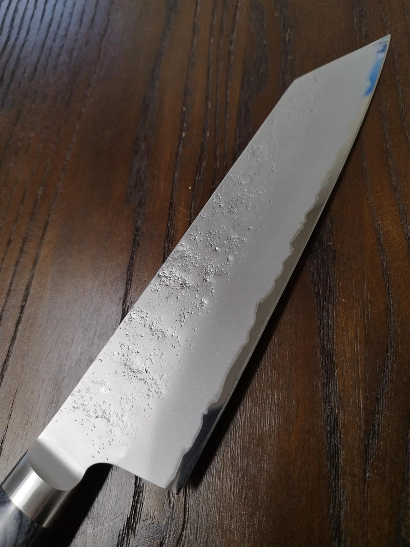 Blue＃2 Steel Nashiji Kiritsuke Santoku 195 mm Navy Blue Plywood Handle