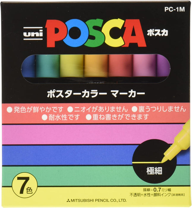 Uni POSCA Extra-Fine Pastel 7 Colors Set PC-1M 7C