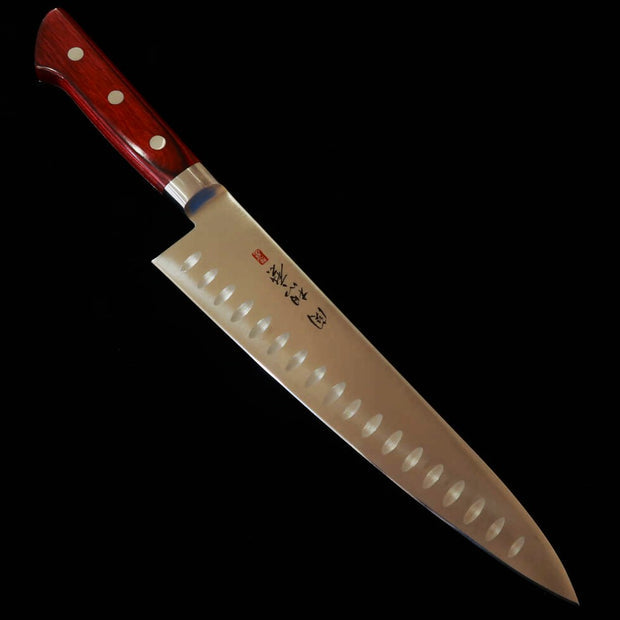 SEKI SOUMA Molybdenum Steel Dimple Blade Red Plywood Handle Gyuto Knife 240 mm