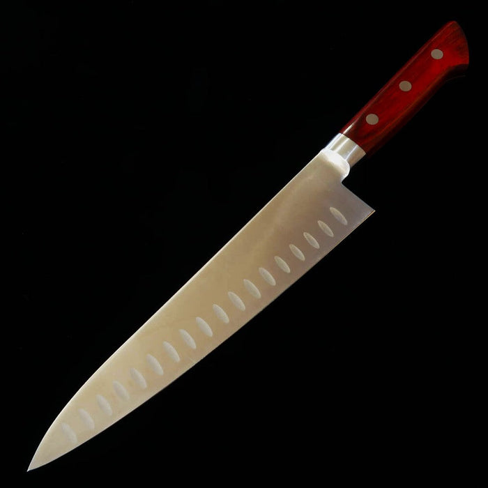 SEKI SOUMA Molybdenum Steel Dimple Blade Red plywood handle Gyuto Knife 210 mm