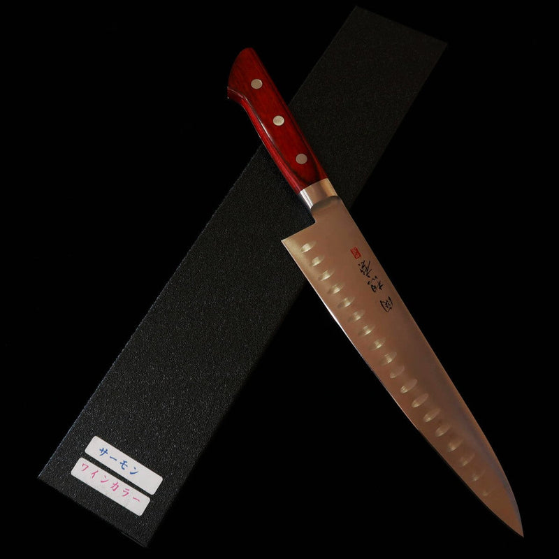 SEKI SOUMA Molybdenum Steel Dimple Blade Red Plywood Handle Gyuto Knife 240 mm