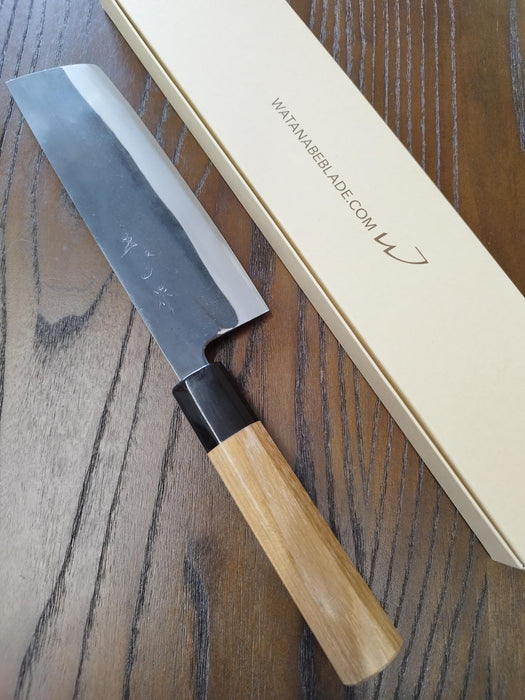 Watanabe Blade Blue#2 Steel Kurouchi Nakiri 165mm Enju Handle