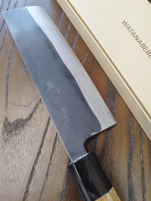 Watanabe Blade Blue#2 Steel Kurouchi Nakiri 165mm Enju Handle