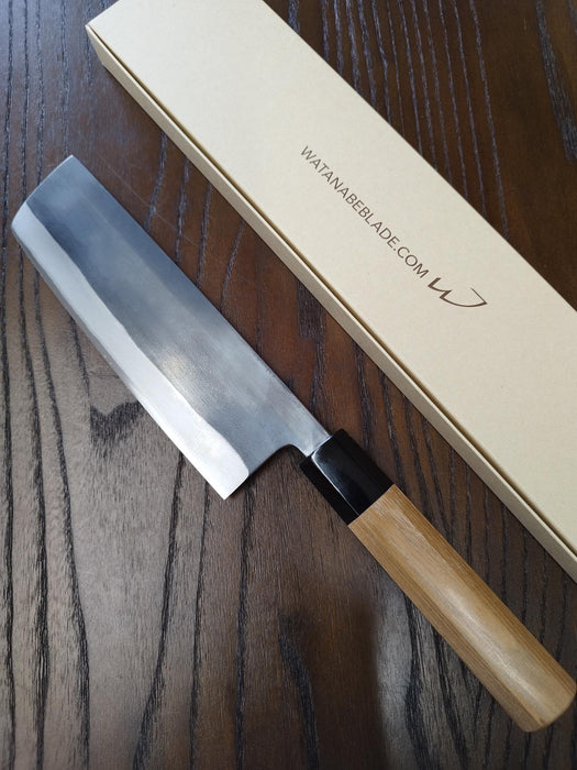 Watanabe Blade Blue#2 Steel Kurouchi Nakiri 165mm Enju Handle
