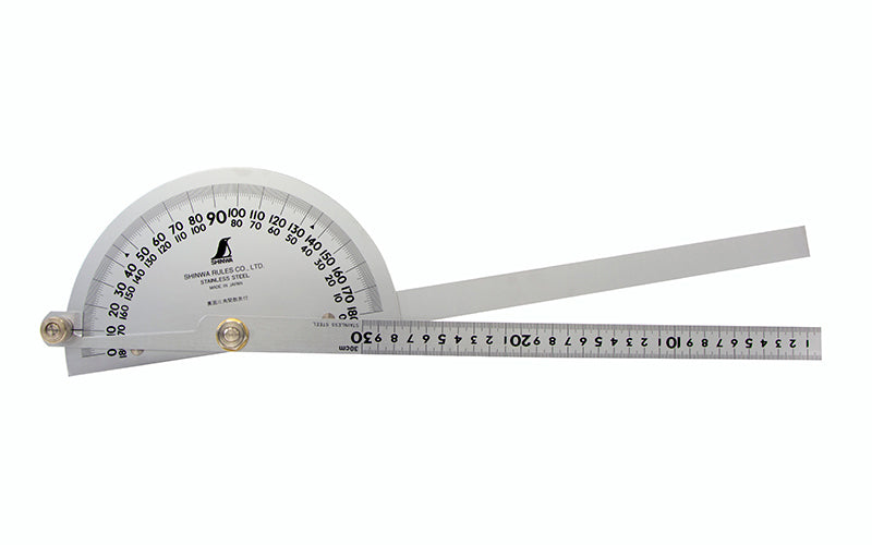 SHINWA 62839 Protractor Hard Chrome Finish No.300 Double-blade Diamete ...