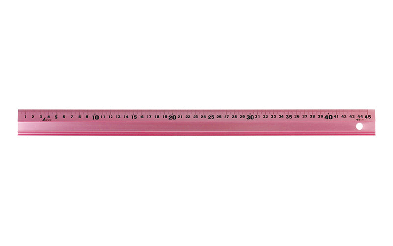 SHINWA 65424 Aluminum Rule with Non-slip Pad 45 cm Pink