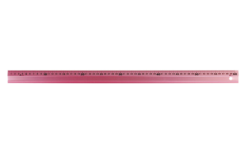 SHINWA 65435 Aluminum Rule with Non-slip Pad 60 cm Pink