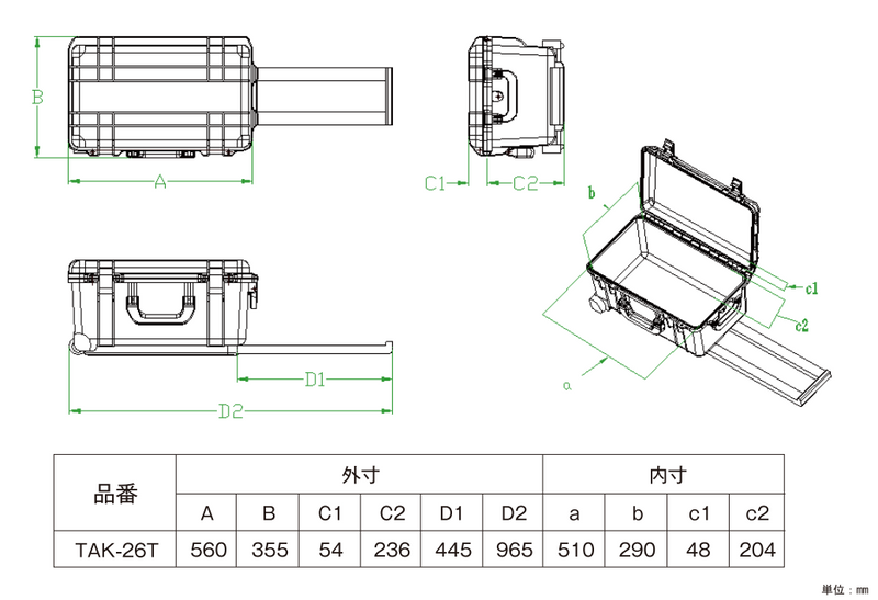 TRUSCO Protector Tool Case L560mm TAK26-T