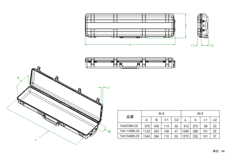 TRUSCO Protector Tool Case L975mm TAK-975BK