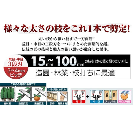[Replacement Blade] SAMURAI Saw SAMURAI TAISHO GCW-271-LMH Curved Blade Coarse To Medium 270mm Pitch 4.0mm Pruning Saw