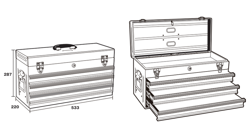 TRUSCO 3-Drawer Tool chest Matte black T-533BK